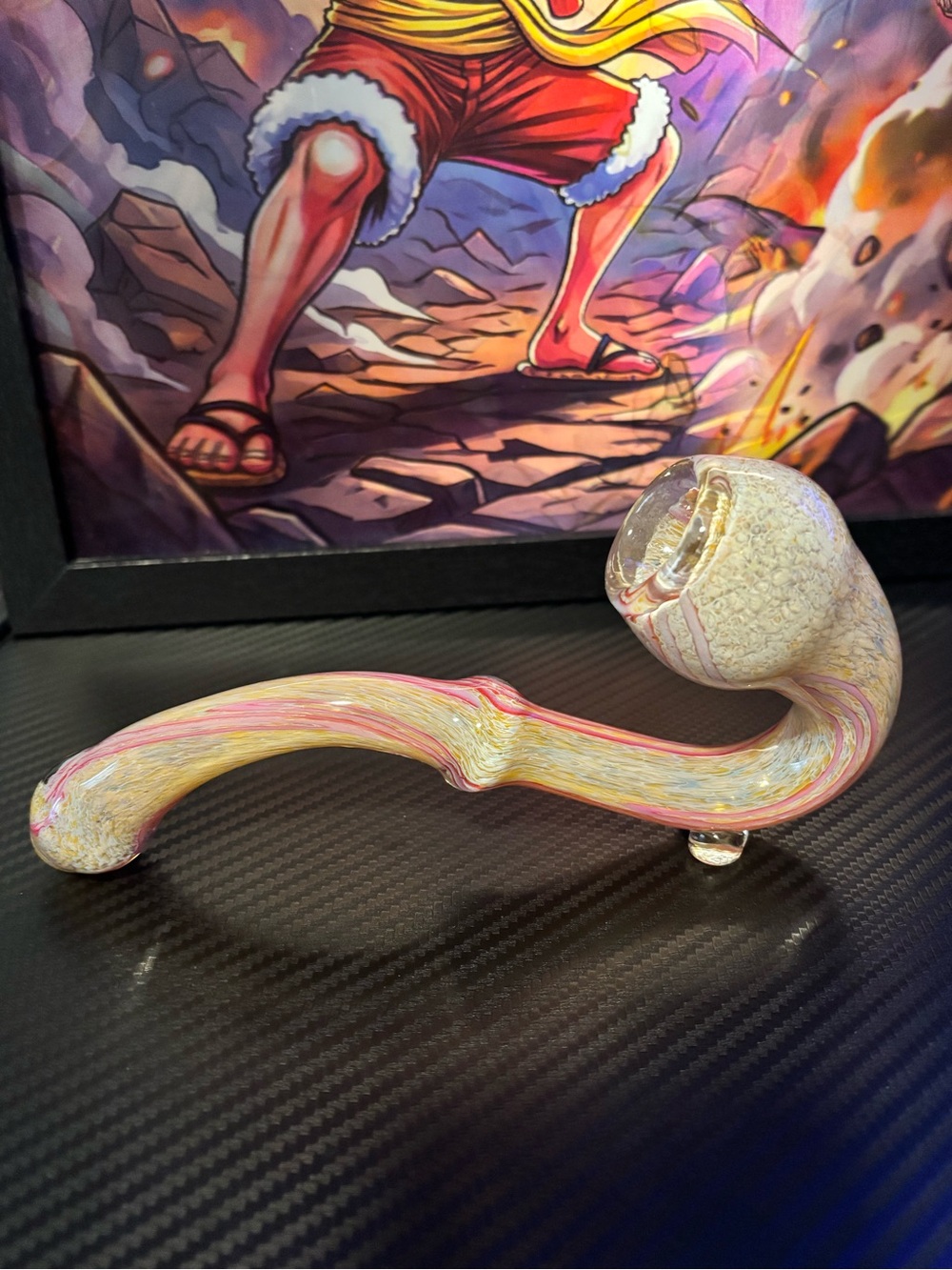 Hand-Blown Glass Decorative Sherlock in Cream and Pink